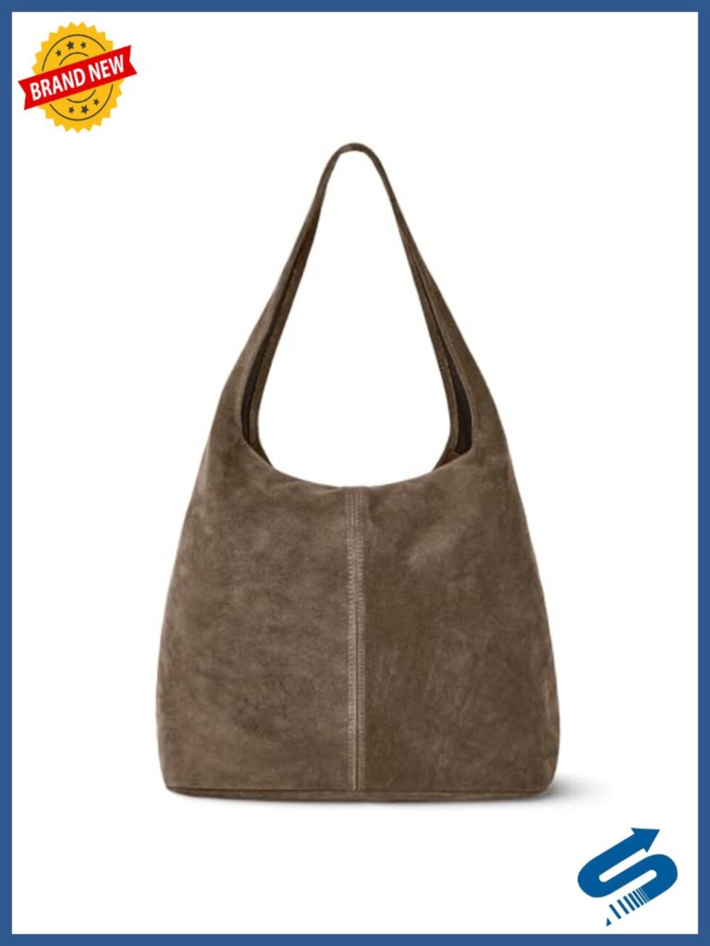 Italian Genuine Suede Hobo Bag Zipper Shoulder Strap Large Slouchy Handbag